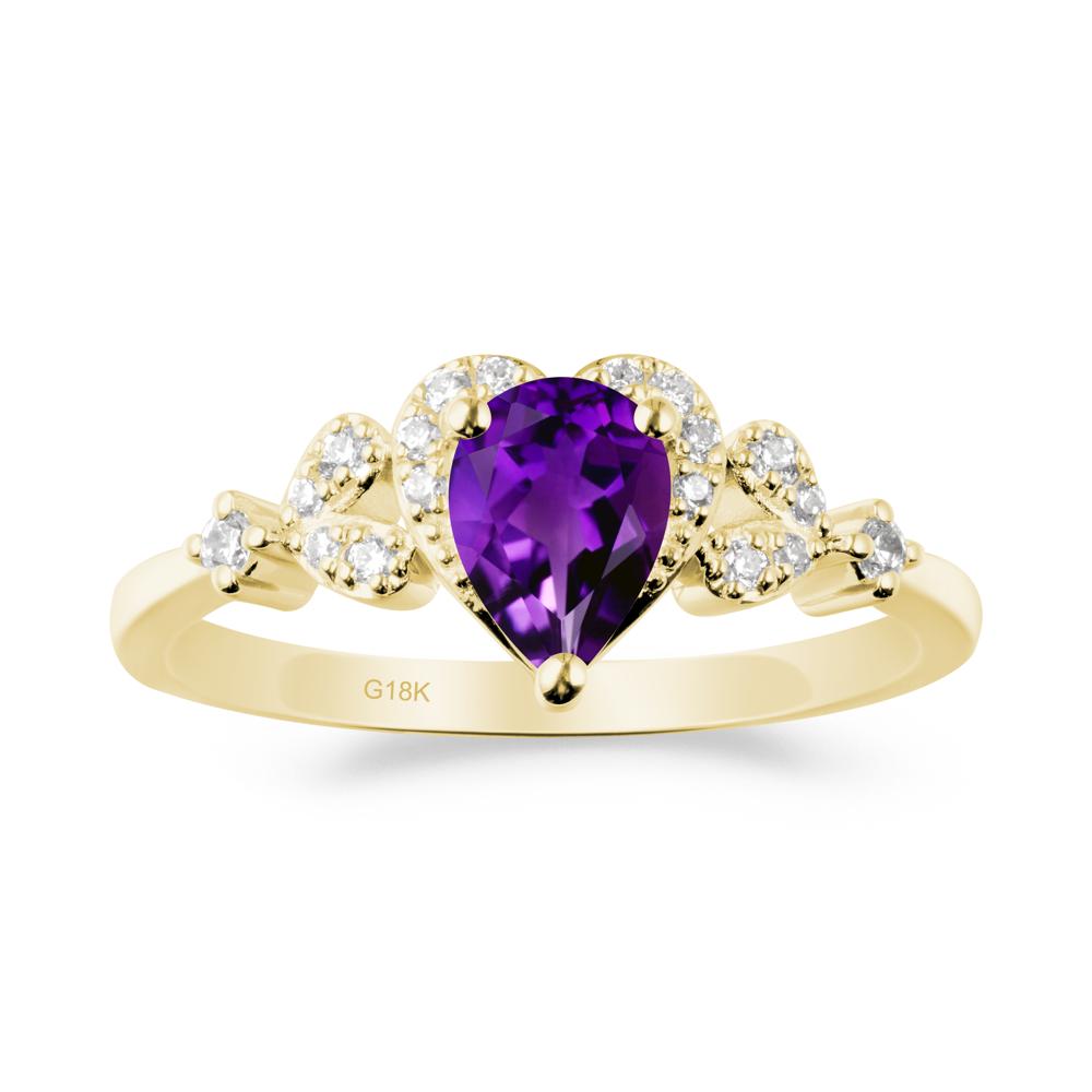 Pear Shaped Amethyst Heart Ring - LUO Jewelry #metal_18k yellow gold