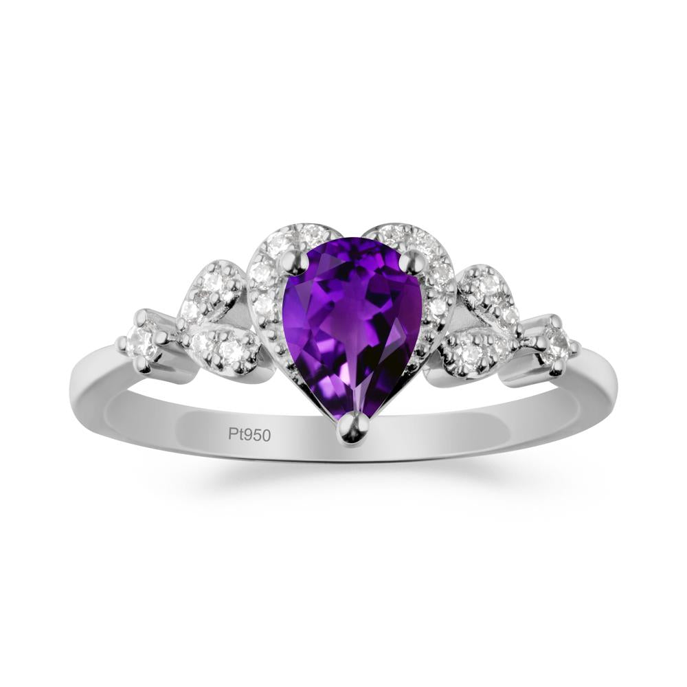 Pear Shaped Amethyst Heart Ring - LUO Jewelry #metal_platinum