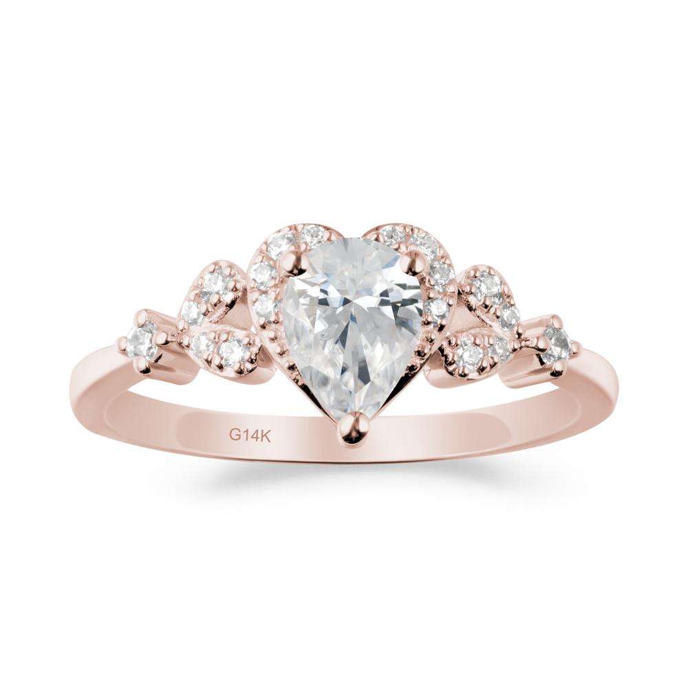 Pear Shaped Cubic Zirconia Statement Ring - LUO Jewelry #metal_14k rose gold