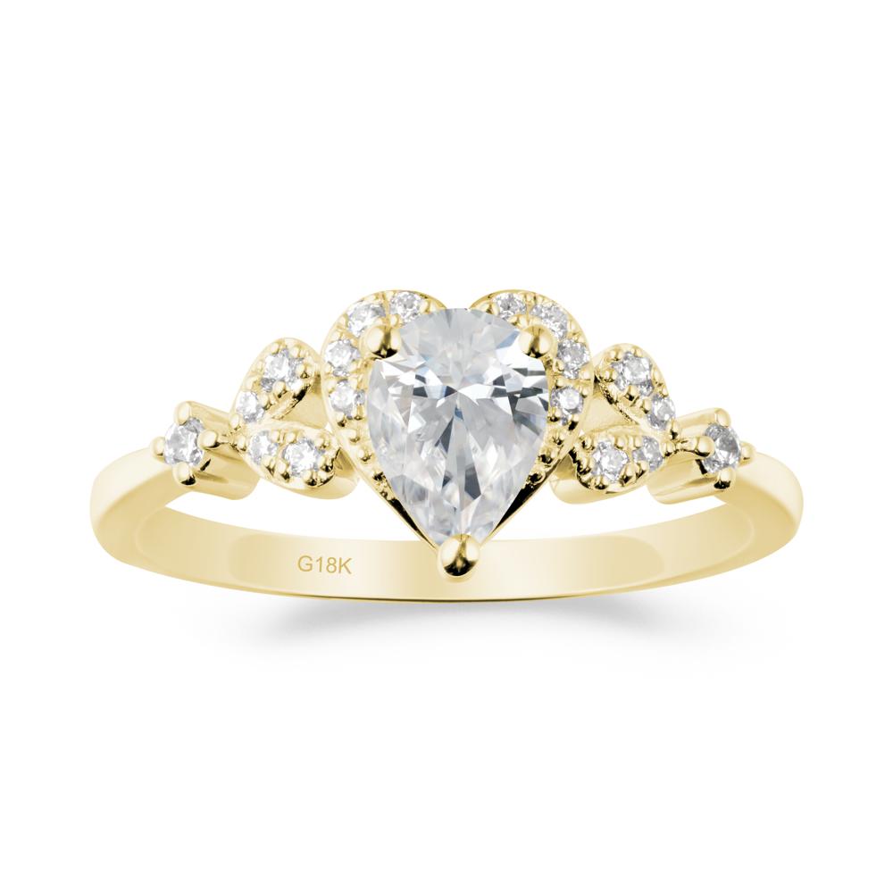 Pear Shaped Cubic Zirconia Statement Ring - LUO Jewelry #metal_18k yellow gold