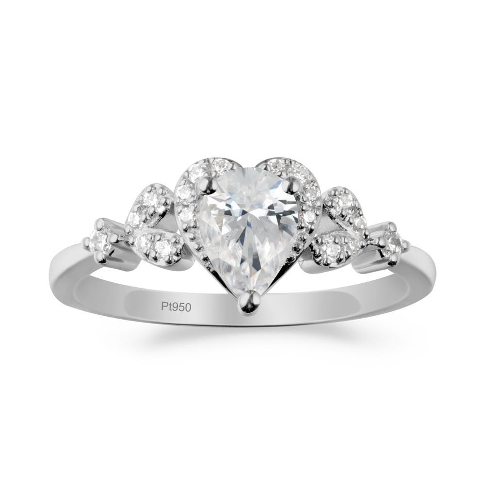 Pear Shaped Cubic Zirconia Statement Ring - LUO Jewelry #metal_platinum