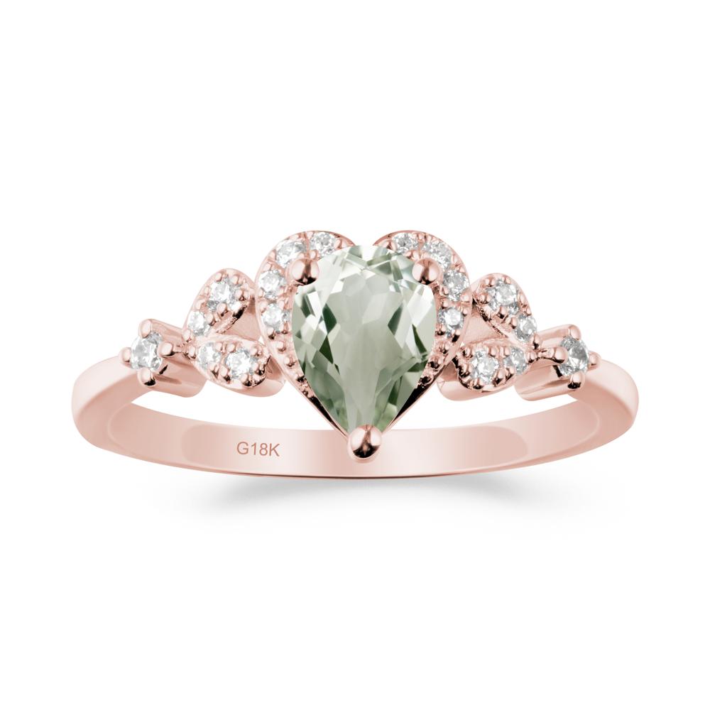 Pear Shaped Green Amethyst Heart Ring - LUO Jewelry #metal_18k rose gold