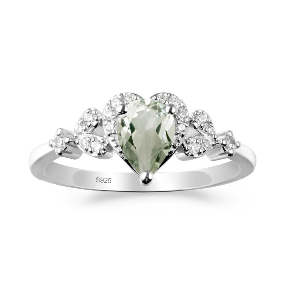 Pear Shaped Green Amethyst Heart Ring - LUO Jewelry #metal_sterling silver