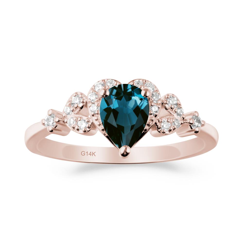 Pear Shaped London Blue Topaz Statement Ring - LUO Jewelry #metal_14k rose gold