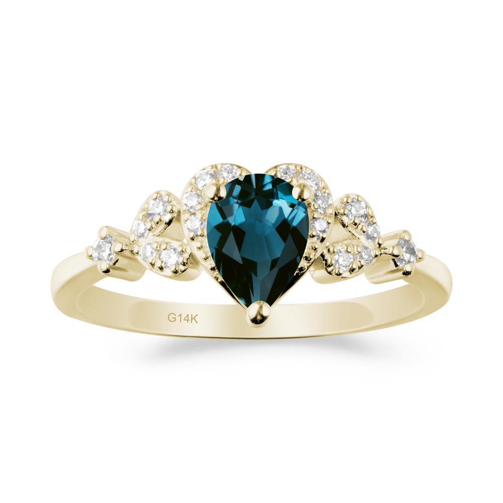 Pear Shaped London Blue Topaz Statement Ring - LUO Jewelry #metal_14k yellow gold
