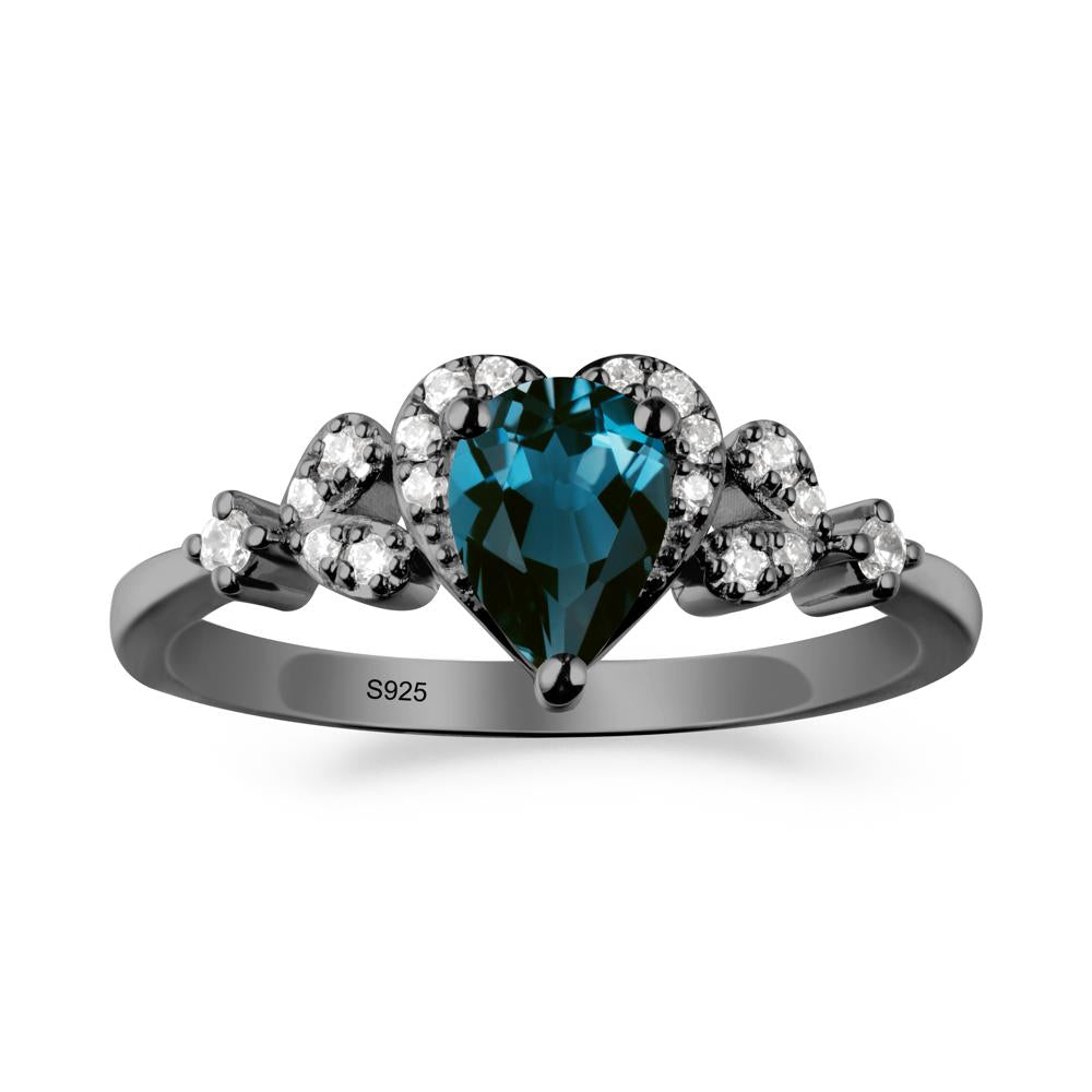 Pear Shaped London Blue Topaz Statement Ring - LUO Jewelry #metal_black finish sterling silver