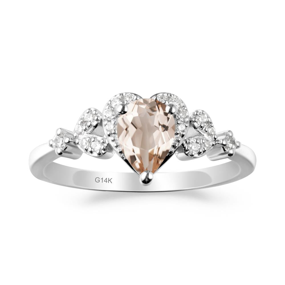 Pear Shaped Morganite Statement Ring - LUO Jewelry #metal_14k white gold