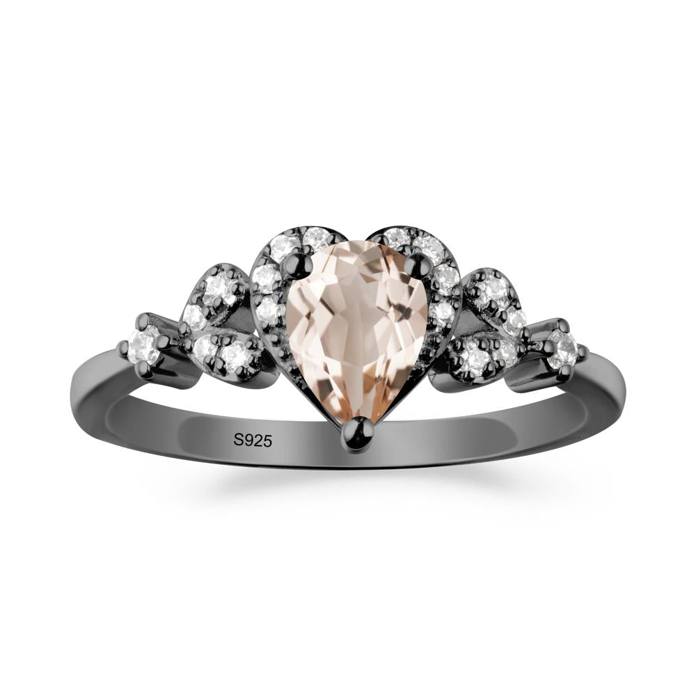 Pear Shaped Morganite Statement Ring - LUO Jewelry #metal_black finish sterling silver