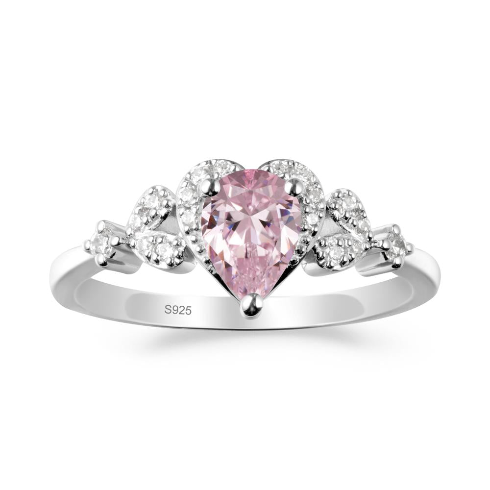 Pear Shaped Pink Cubic Zirconia Heart Ring - LUO Jewelry #metal_sterling silver