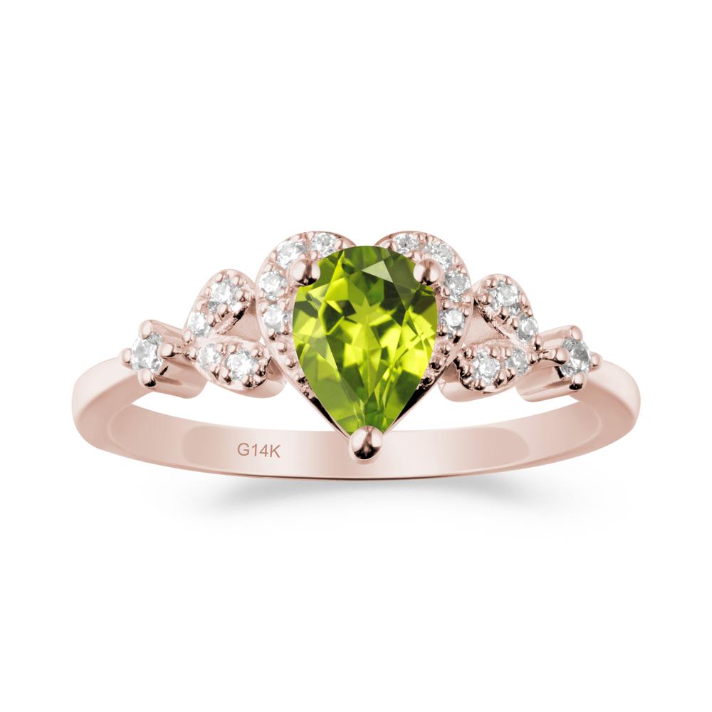 Pear Shaped Peridot Statement Ring - LUO Jewelry #metal_14k rose gold