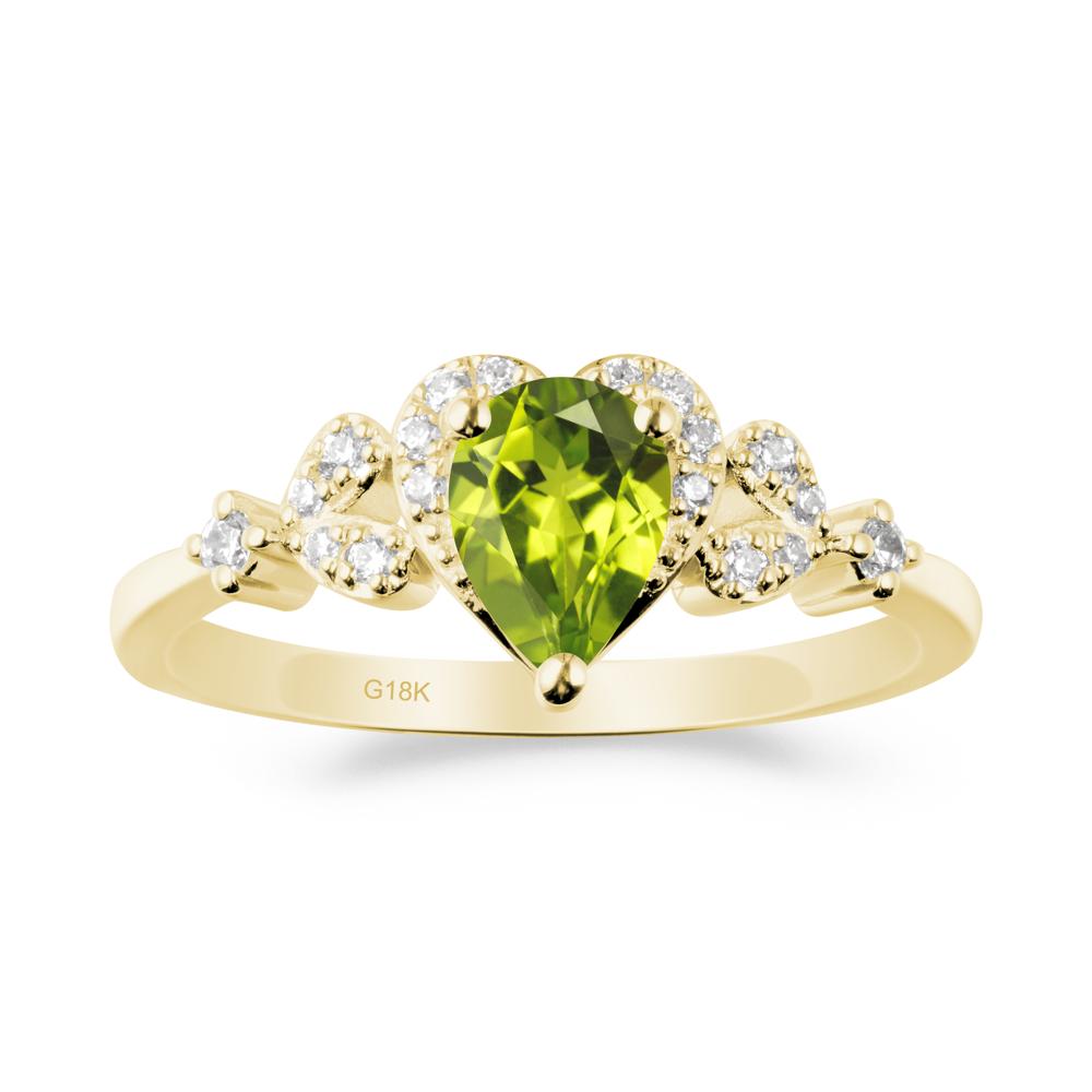 Pear Shaped Peridot Statement Ring - LUO Jewelry #metal_18k yellow gold