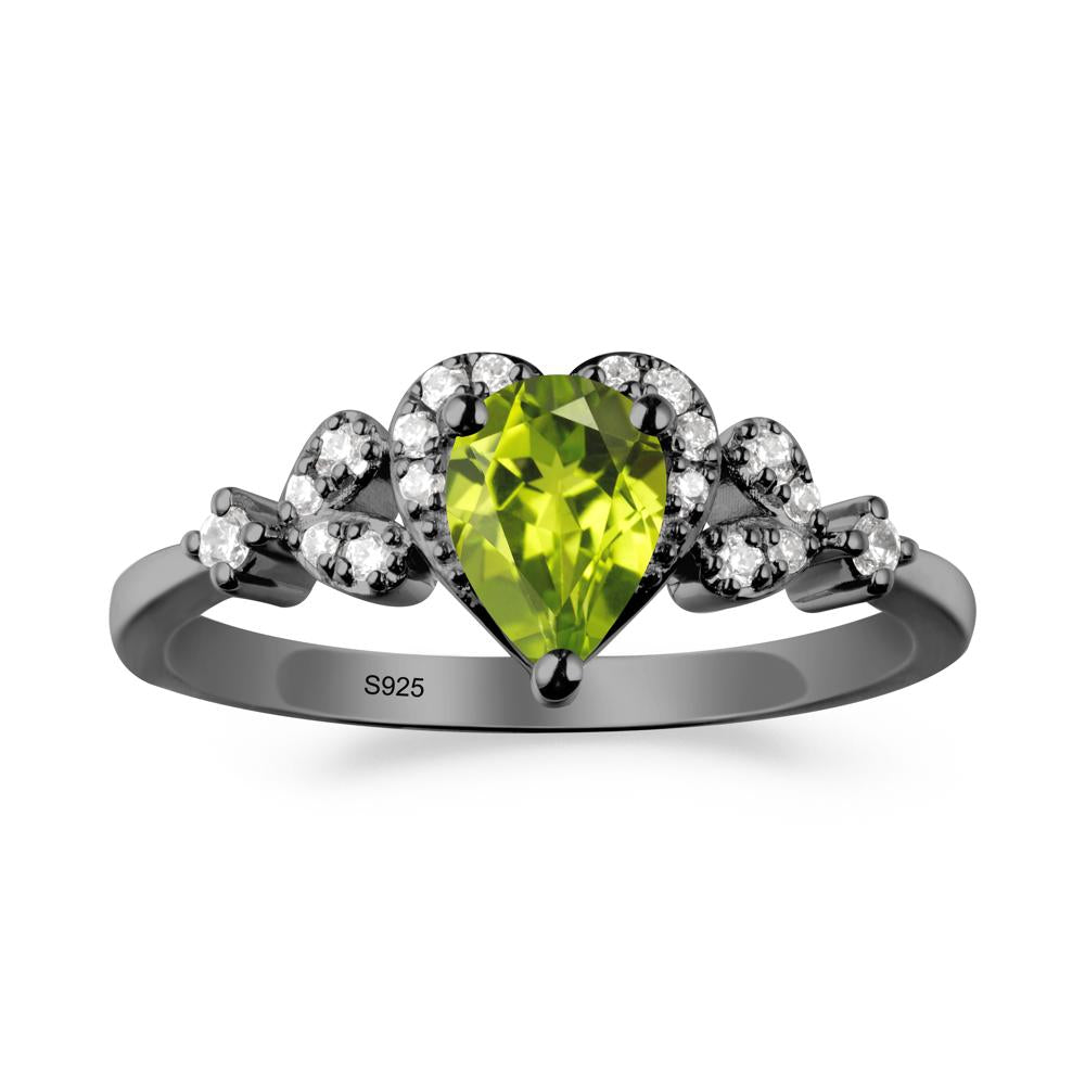 Pear Shaped Peridot Statement Ring - LUO Jewelry #metal_black finish sterling silver