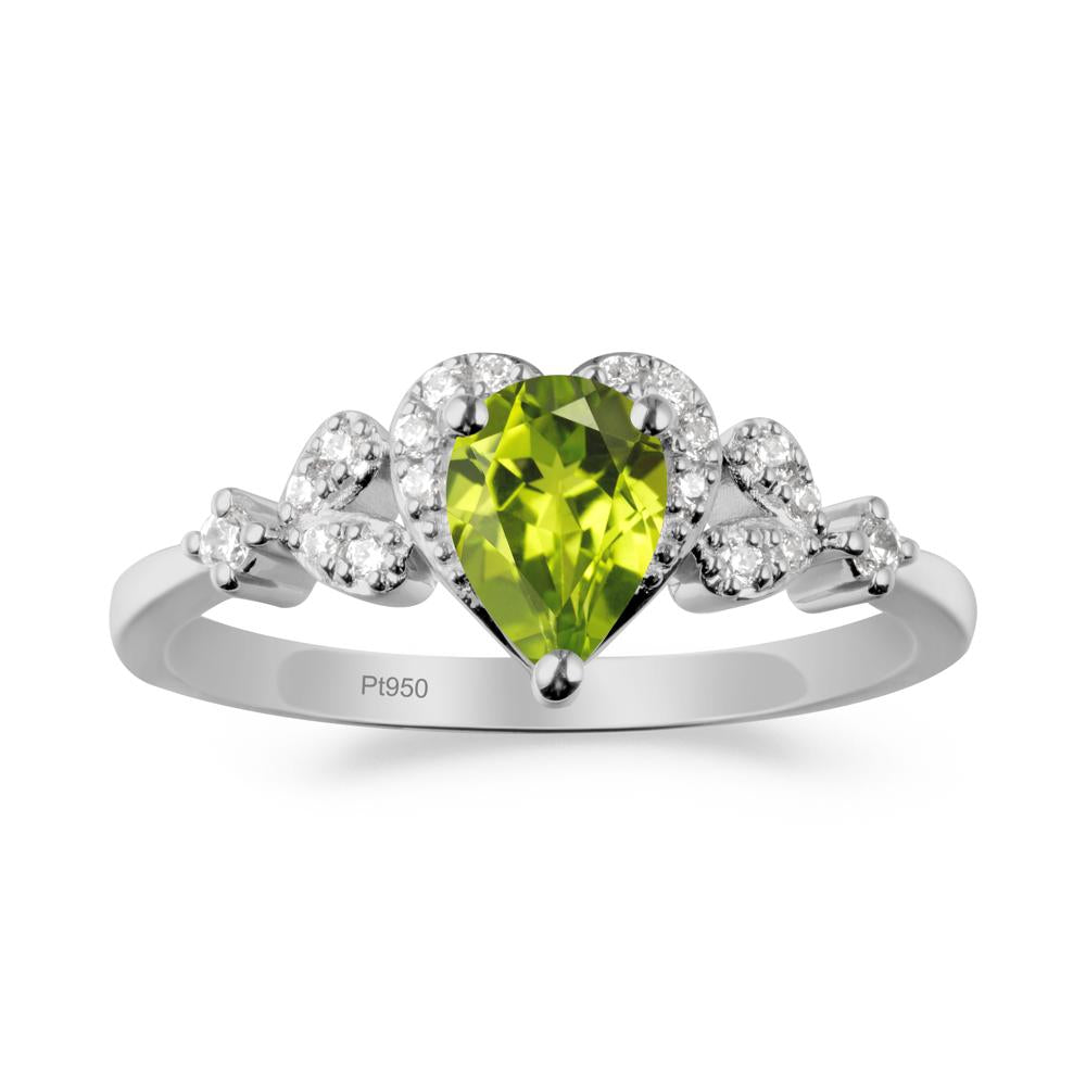Pear Shaped Peridot Statement Ring - LUO Jewelry #metal_platinum
