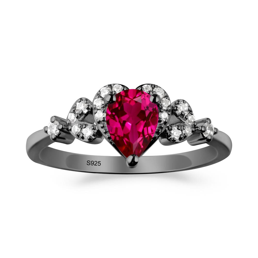 Pear Shaped Ruby Statement Ring - LUO Jewelry #metal_black finish sterling silver