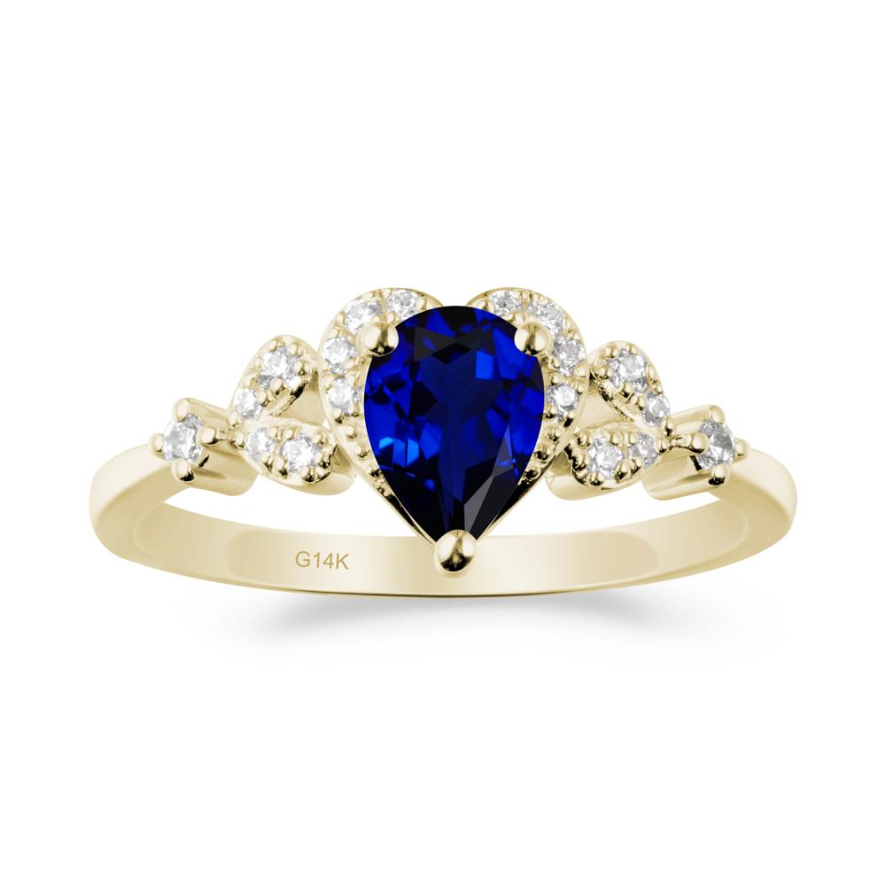 Pear Shaped Sapphire Heart Ring - LUO Jewelry #metal_14k yellow gold