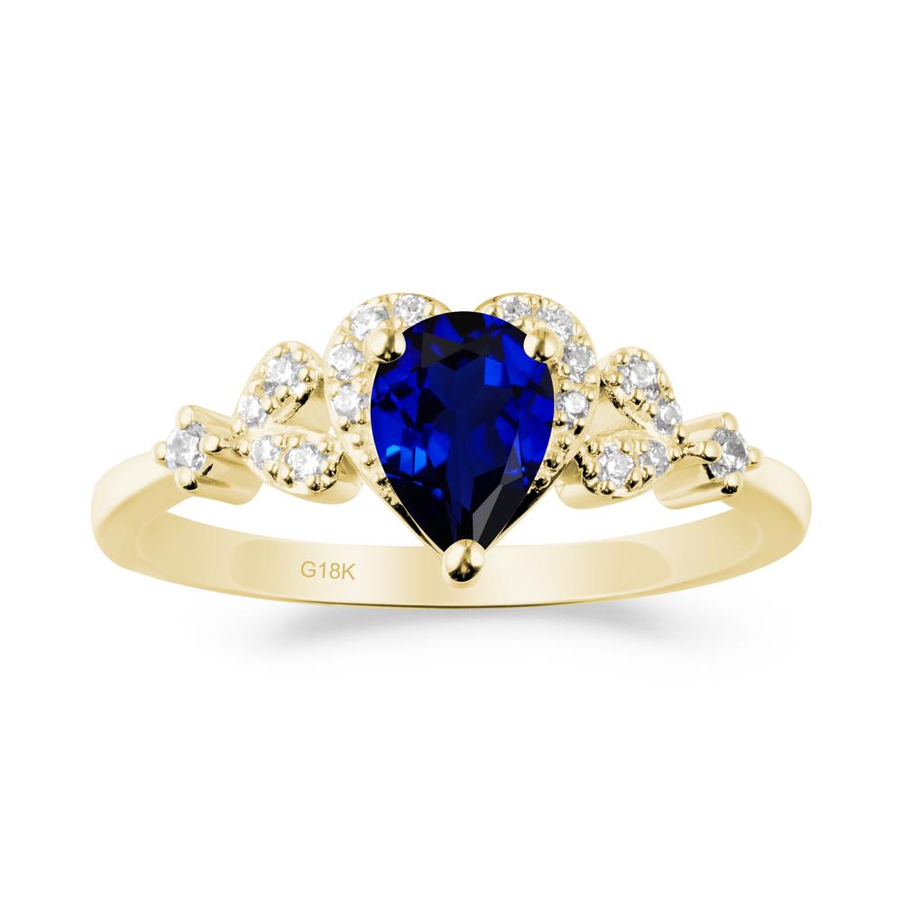 Pear Shaped Sapphire Heart Ring - LUO Jewelry #metal_18k yellow gold