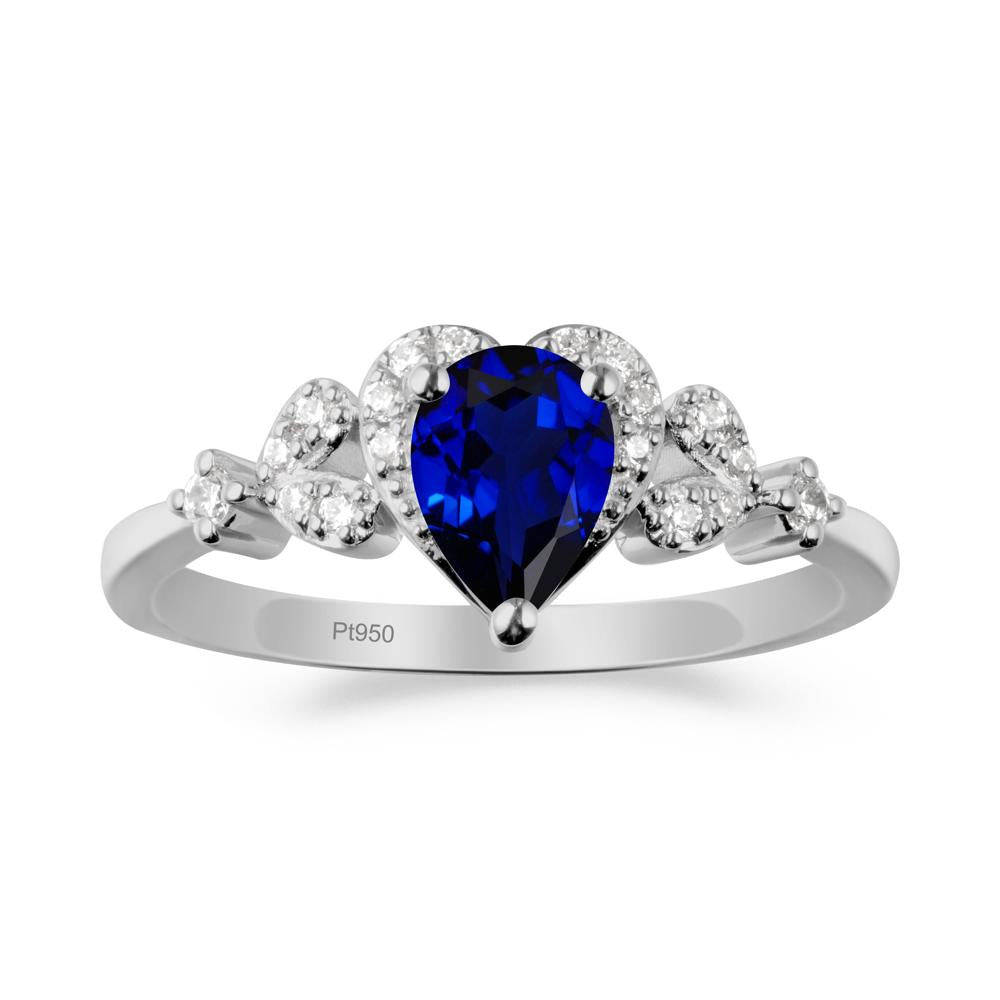 Pear Shaped Sapphire Heart Ring - LUO Jewelry #metal_platinum