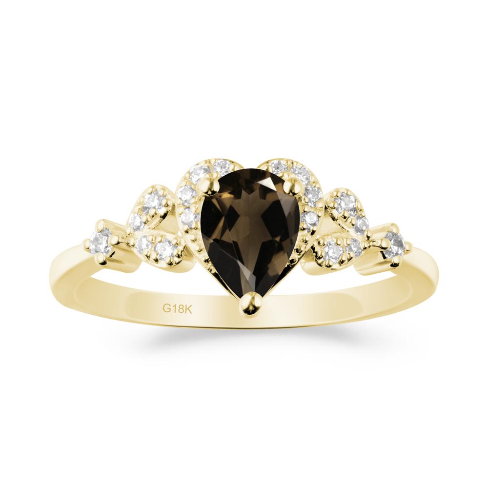 Pear Shaped Smoky Quartz Heart Ring - LUO Jewelry #metal_18k yellow gold