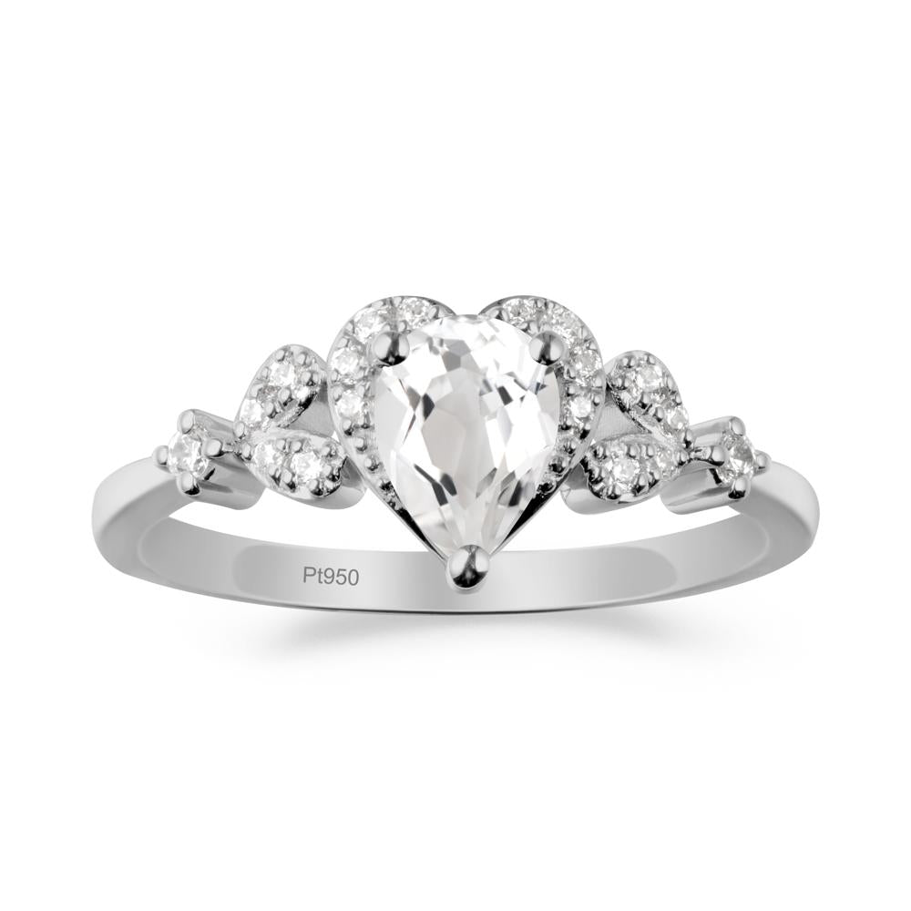 Pear Shaped White Topaz Statement Ring - LUO Jewelry #metal_platinum