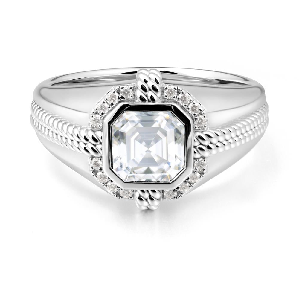 Men Moissanite Promise Ring with Twist Rope Design - LUO Jewelry #metal_sterling silver