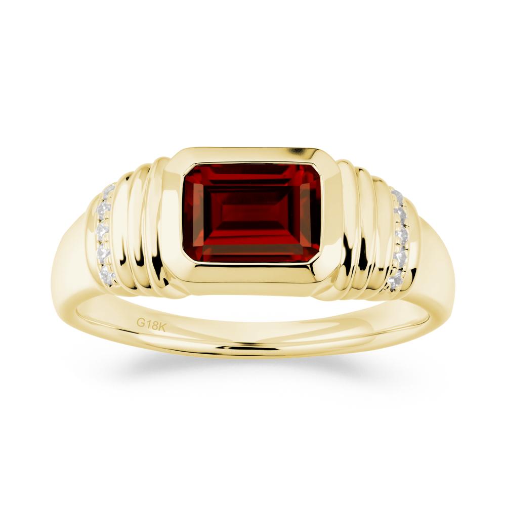 Emerald Cut Garnet Bezel Ring for Men - LUO Jewelry #metal_18k yellow gold