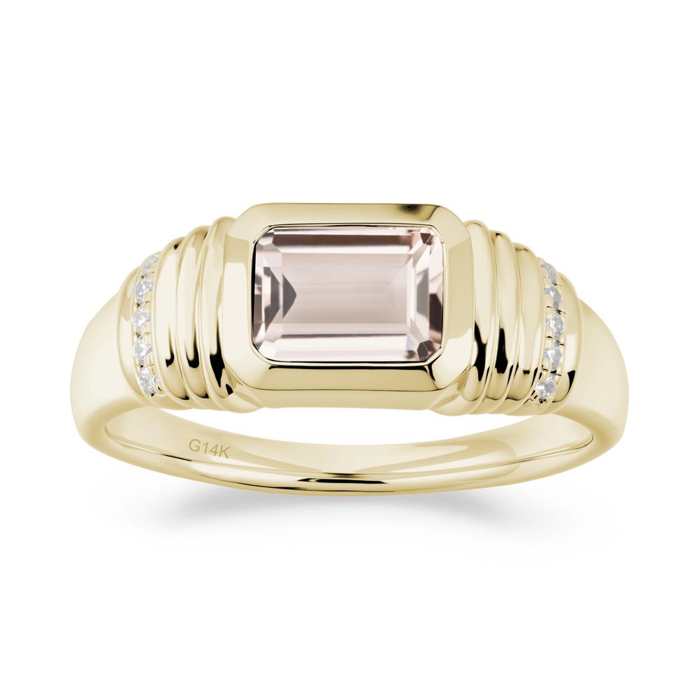 Emerald Cut Morganite Bezel Ring for Men - LUO Jewelry #metal_14k yellow gold