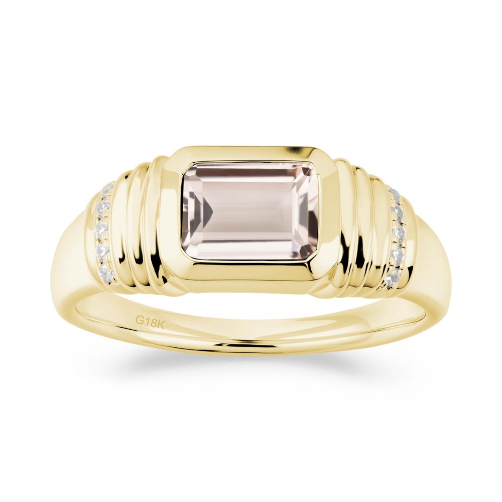 Emerald Cut Morganite Bezel Ring for Men - LUO Jewelry #metal_18k yellow gold