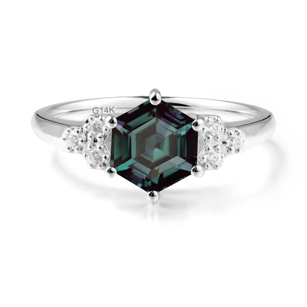 Hexagon Alexandrite Statement Ring - LUO Jewelry #metal_14k white gold