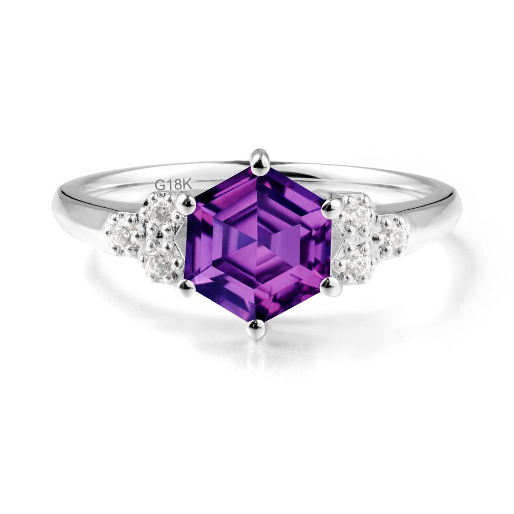 Minimalist Hexagon Amethyst Ring - LUO Jewelry #metal_18k white gold