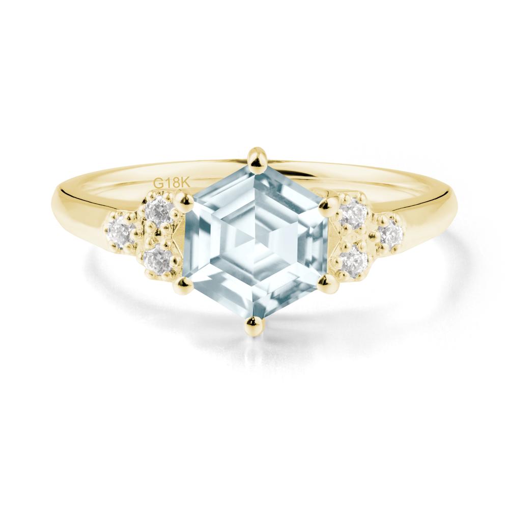 Minimalist Hexagon Aquamarine Ring - LUO Jewelry #metal_18k yellow gold