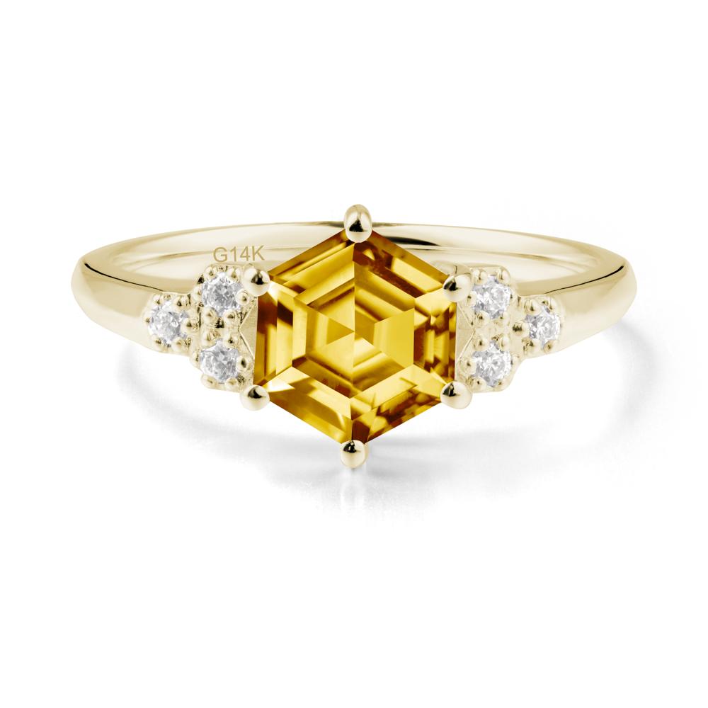 Hexagon Citrine Statement Ring - LUO Jewelry #metal_14k yellow gold