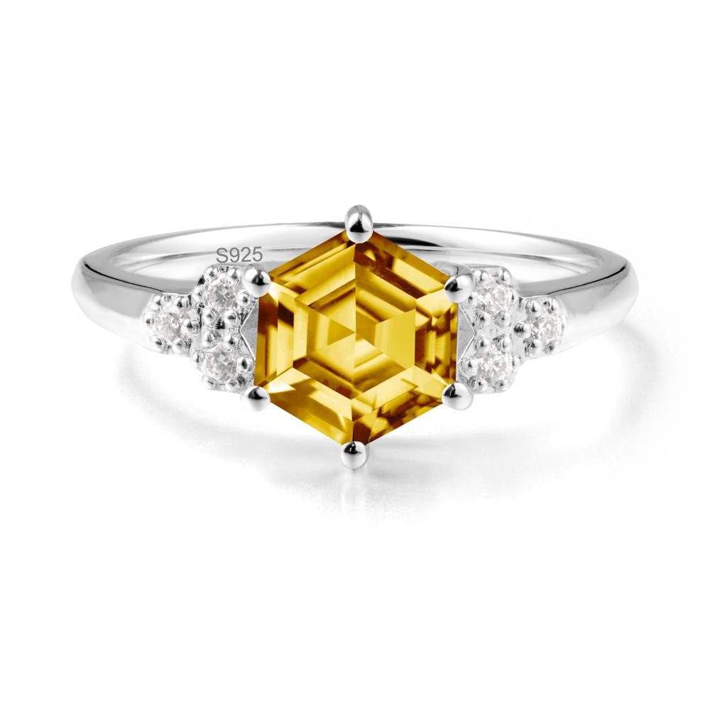 Hexagon Citrine Statement Ring - LUO Jewelry #metal_sterling silver