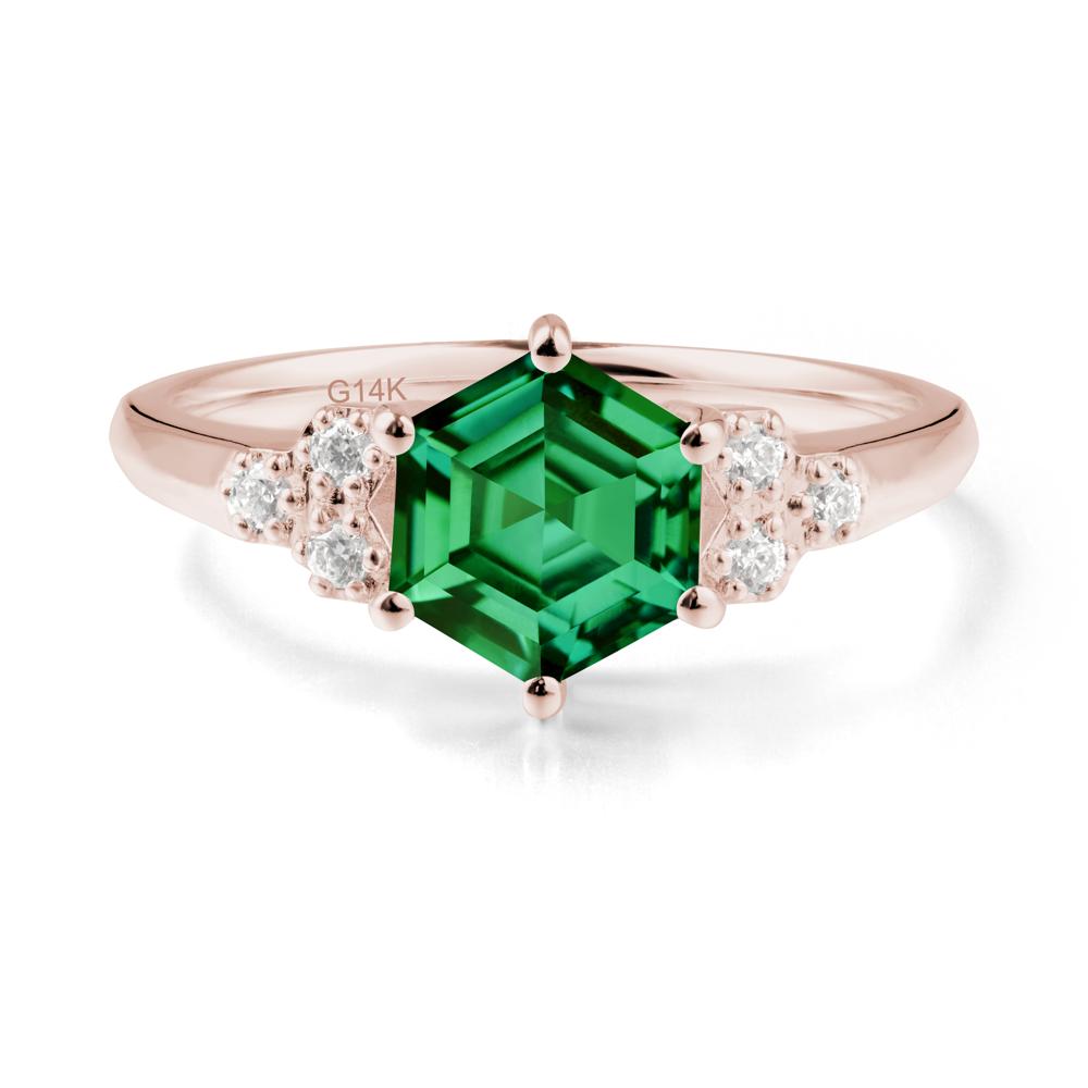 Hexagon Emerald Statement Ring - LUO Jewelry #metal_14k rose gold