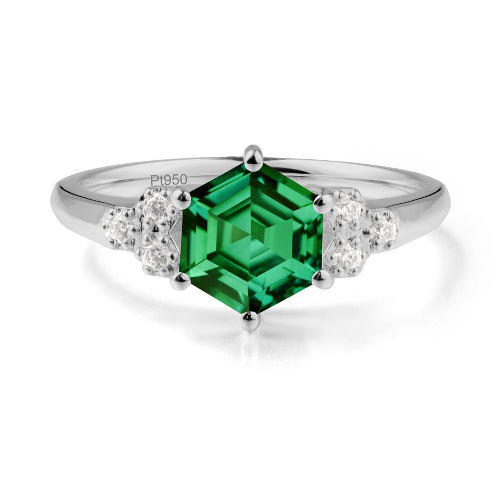 Hexagon Emerald Statement Ring - LUO Jewelry #metal_platinum