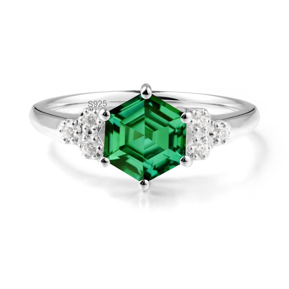 Hexagon Emerald Statement Ring - LUO Jewelry #metal_sterling silver