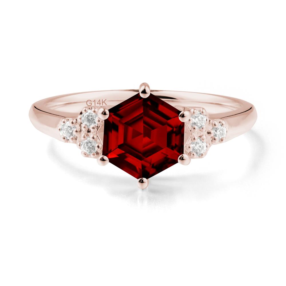 Hexagon Garnet Statement Ring - LUO Jewelry #metal_14k rose gold