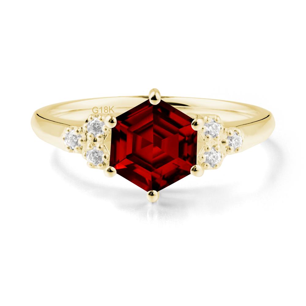Hexagon Garnet Statement Ring - LUO Jewelry #metal_18k yellow gold
