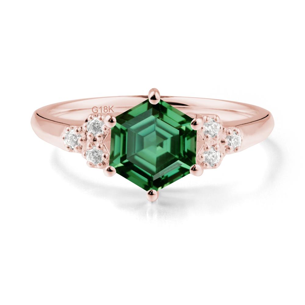 Hexagon Green Sapphire Statement Ring - LUO Jewelry #metal_18k rose gold