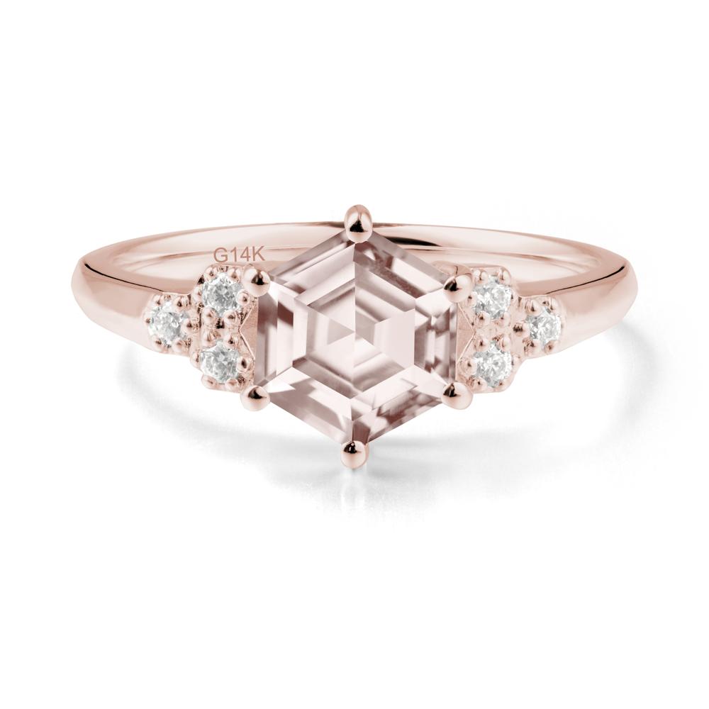 Hexagon Morganite Statement Ring - LUO Jewelry #metal_14k rose gold