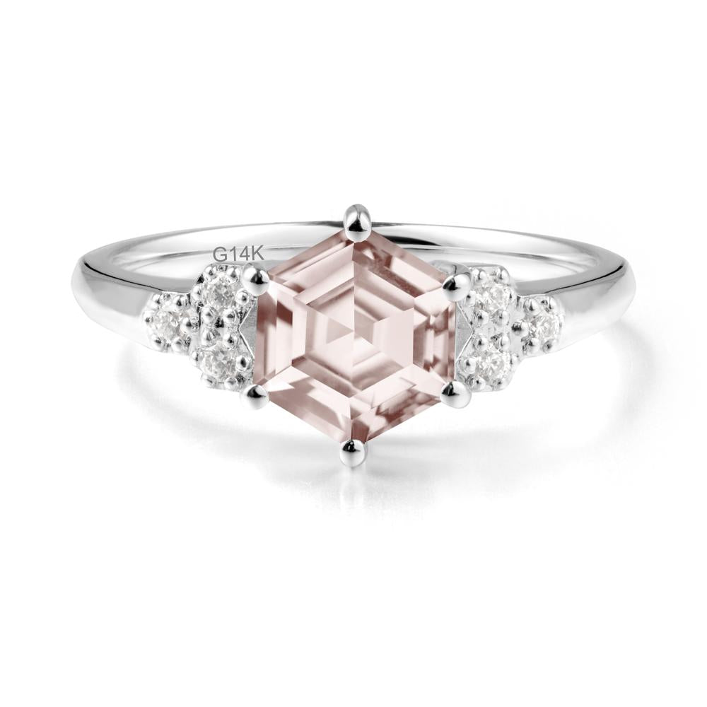 Hexagon Morganite Statement Ring - LUO Jewelry #metal_14k white gold