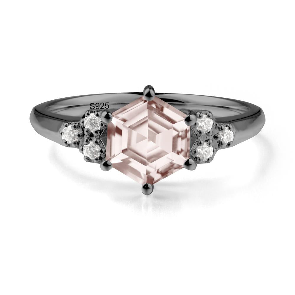 Hexagon Morganite Statement Ring - LUO Jewelry #metal_black finish sterling silver