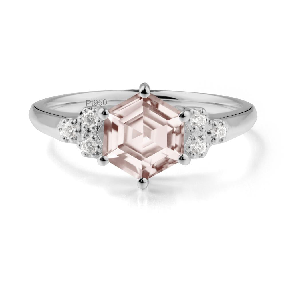 Hexagon Morganite Statement Ring - LUO Jewelry #metal_platinum