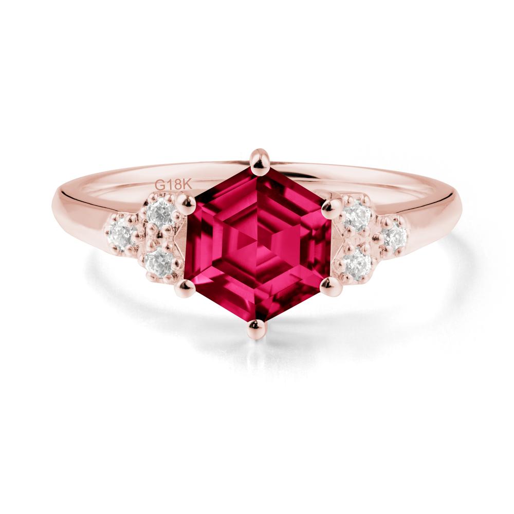 Minimalist Hexagon Ruby Ring - LUO Jewelry #metal_18k rose gold