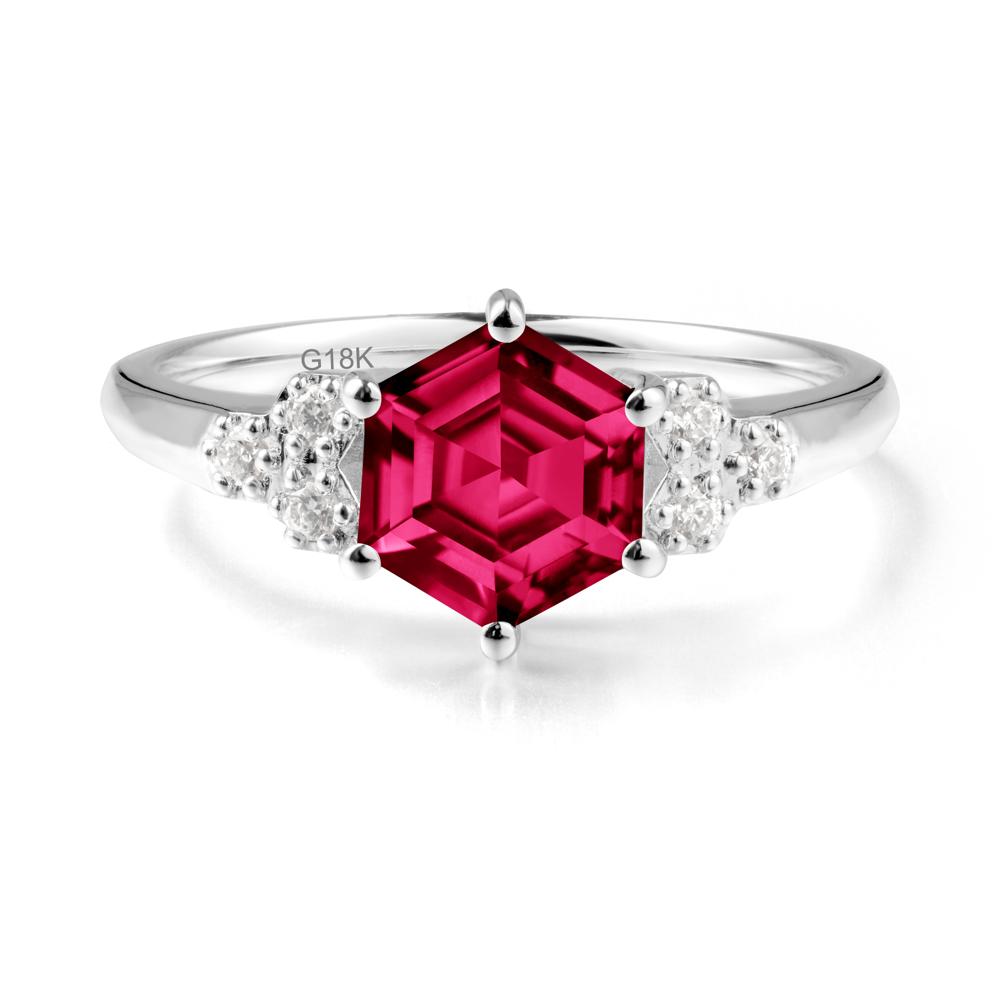 Minimalist Hexagon Ruby Ring - LUO Jewelry #metal_18k white gold