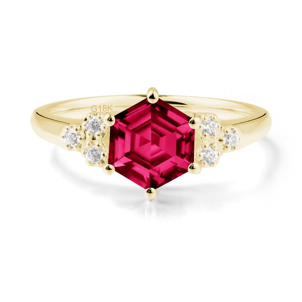 Minimalist Hexagon Ruby Ring - LUO Jewelry #metal_18k yellow gold