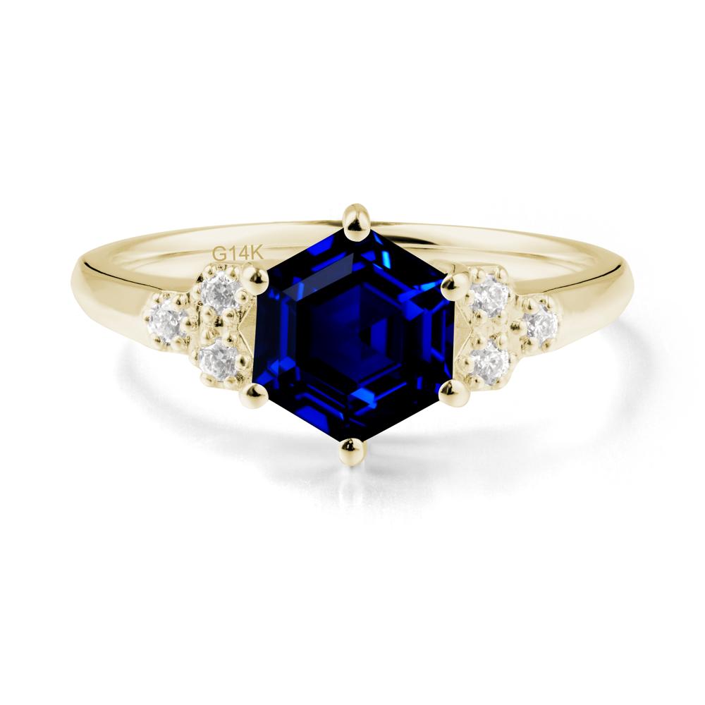 Hexagon Sapphire Statement Ring - LUO Jewelry #metal_14k yellow gold