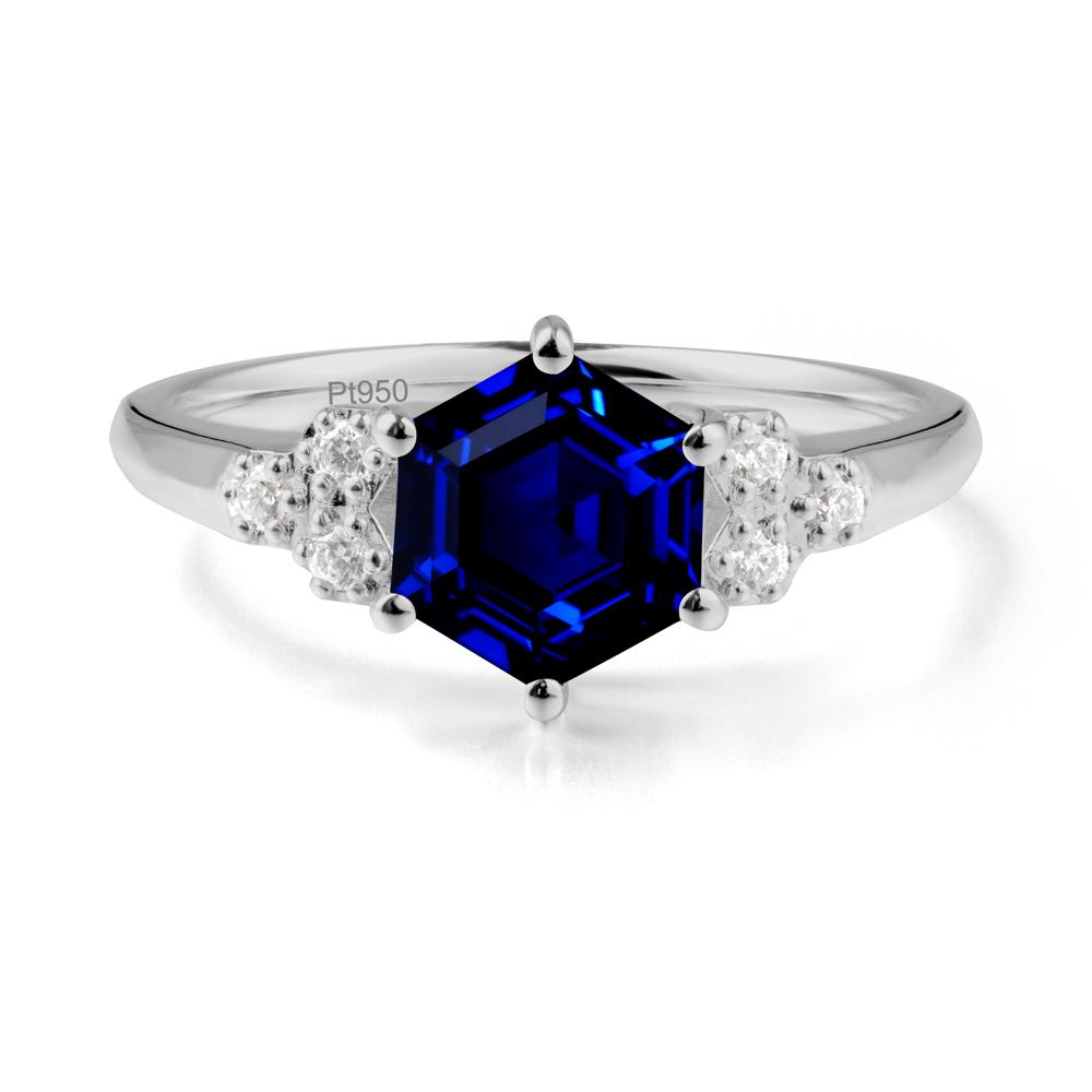 Hexagon Sapphire Statement Ring - LUO Jewelry #metal_platinum