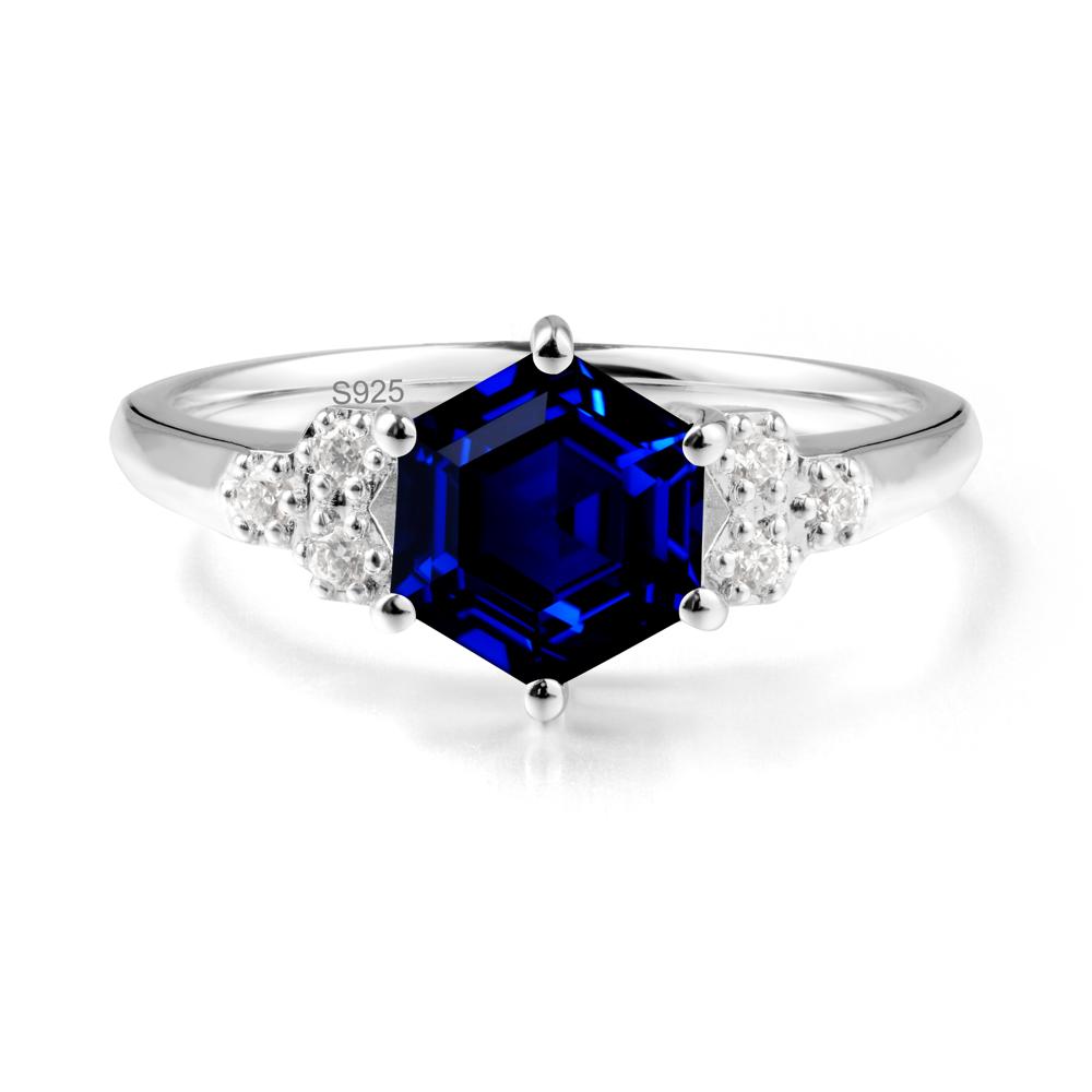 Hexagon Sapphire Statement Ring - LUO Jewelry #metal_sterling silver