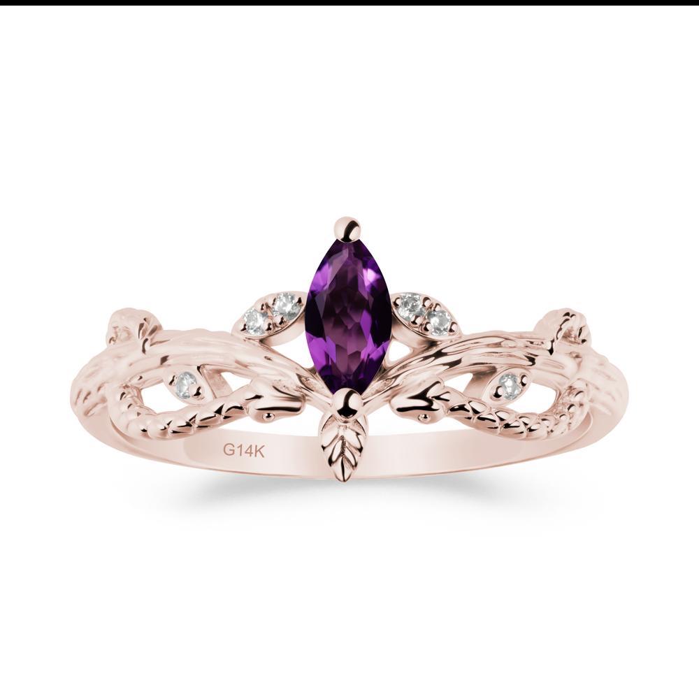 Snake Inspired Marquise Amethyst Ring - LUO Jewelry #metal_14k rose gold