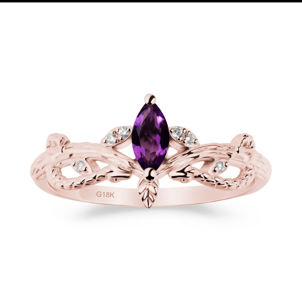 Snake Inspired Marquise Amethyst Ring - LUO Jewelry #metal_18k rose gold